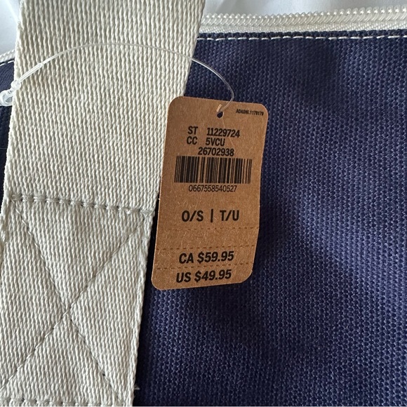 Victoria’s Secret PINK Brand navy blue and white canvas duffel bag, NWT - Picture 6 of 6